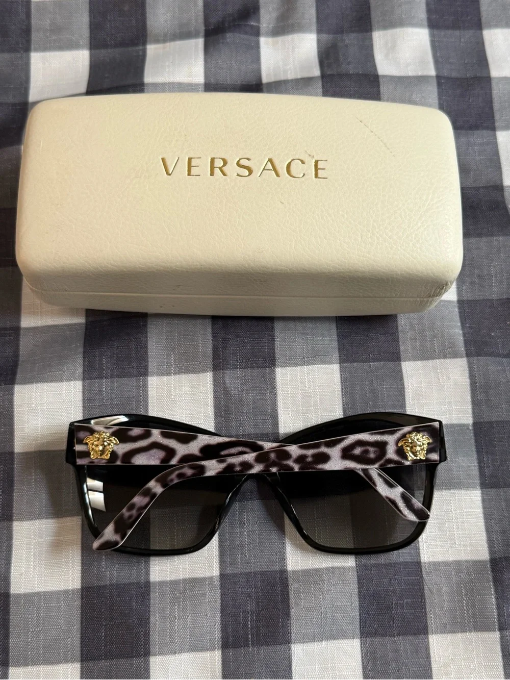 Versace Women's Black and White Cat-Eye Sunglasses
